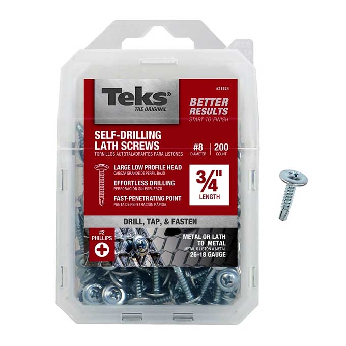 Screws Lath Teks #8 Thread Phillips Head Zinc