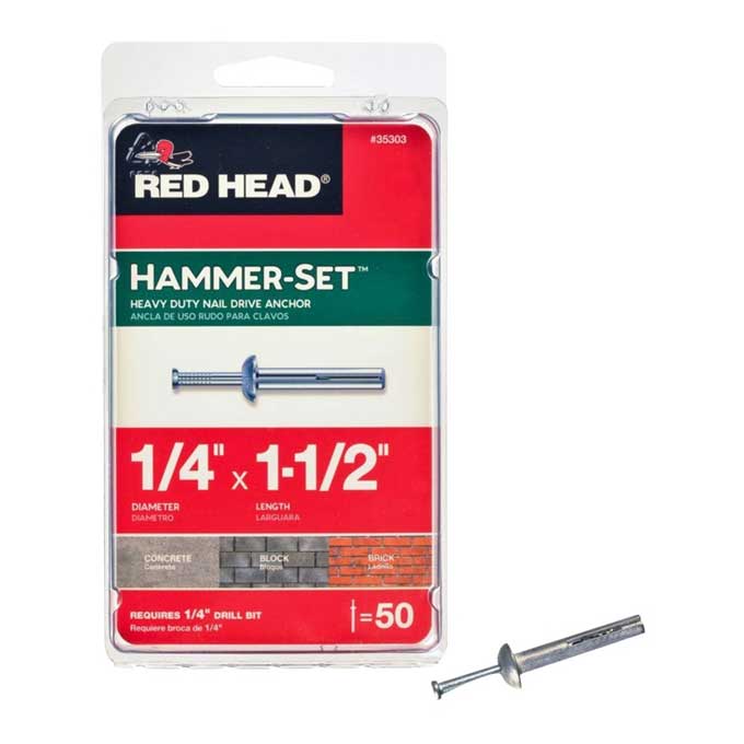 Anchor Red Head Hammer Set Nail Concrete 1/4" x 1 1/2"