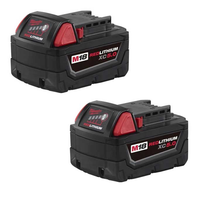 Batería Milwaukee M18 recargable, paquete de 2, 18 V, 5 Ah