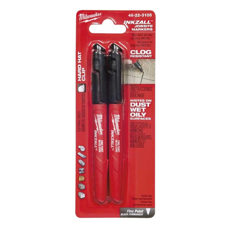 Markers Milwaukee INKZALL Jobsite Series Black 2/PK 48-22-3105