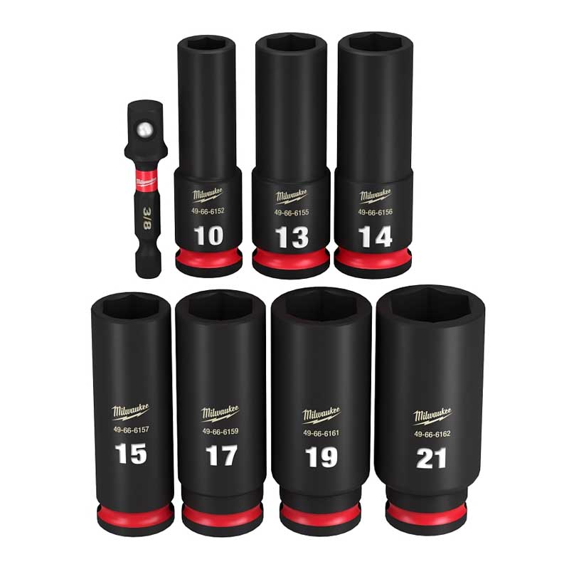 Milwaukee SHOCKWAVE Impact Duty Series 49-66-7021 Socket Set, Steel, Specifications: 3/8 in Drive
