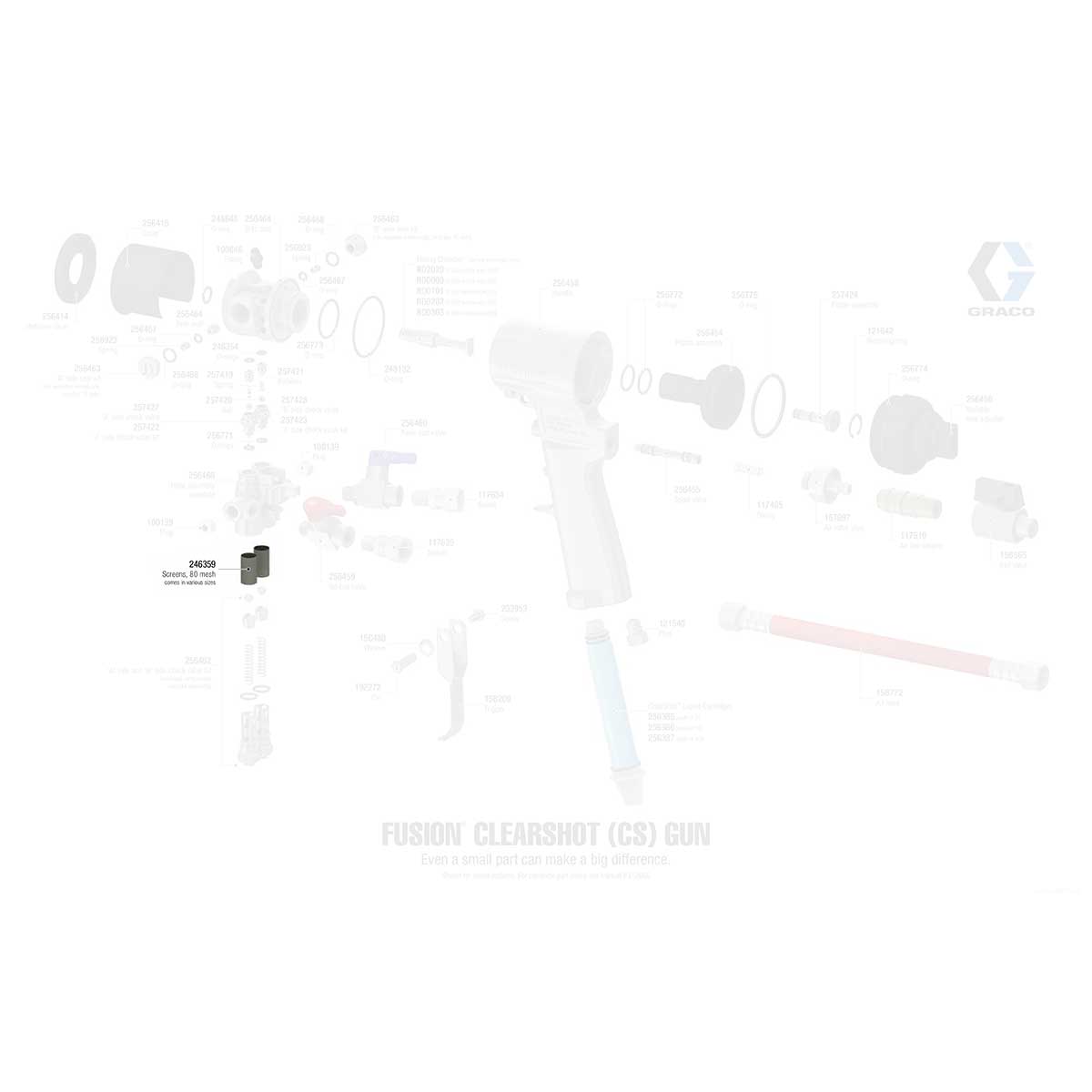 Filtro para pistola Fusion de Graco, malla 80, paquete de 10 unidades, 246359