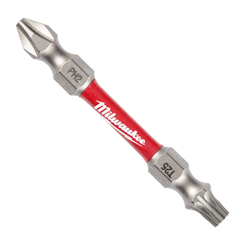 Milwaukee SHOCKWAVE 48-32-4312 Power Bit, #2, T25 Drive, Phillips, Torx Drive, 1/4 in Shank, Hex Shank, 2-3/8 in L