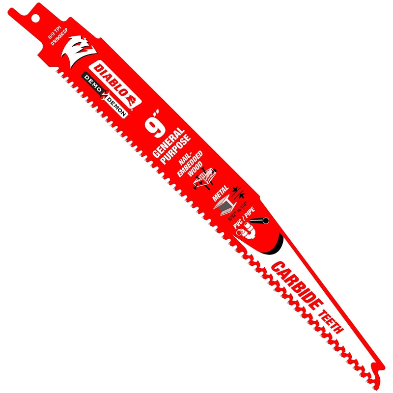 Blade Saw Diablo 9" 8TPI Steel Demon Carbide Teeth Reciprocating Saw Blade General Purpose