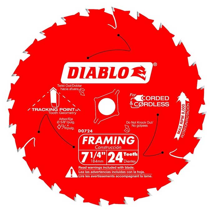 Blade Saw Diablo 7-1/4" x 24-Teeth Framing Saw Blade for Wood