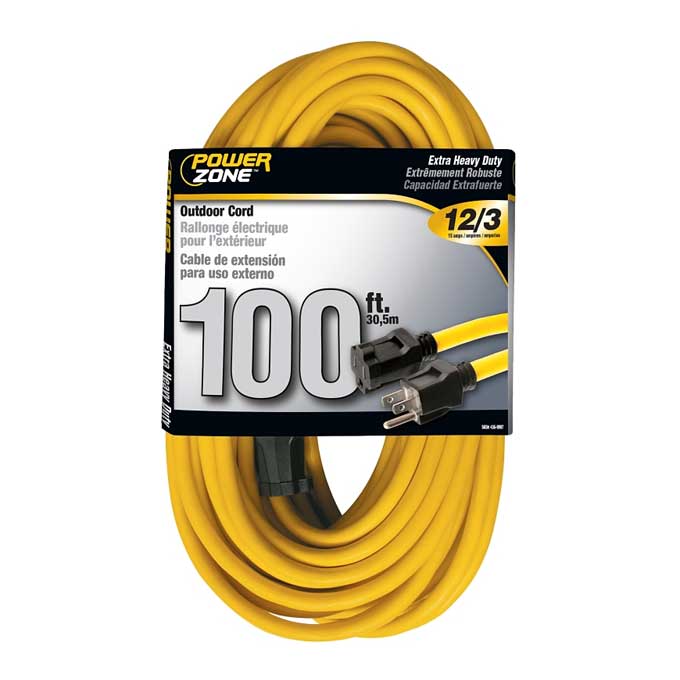 Extension Cord Powerzone 12/3 X 100' Yellow