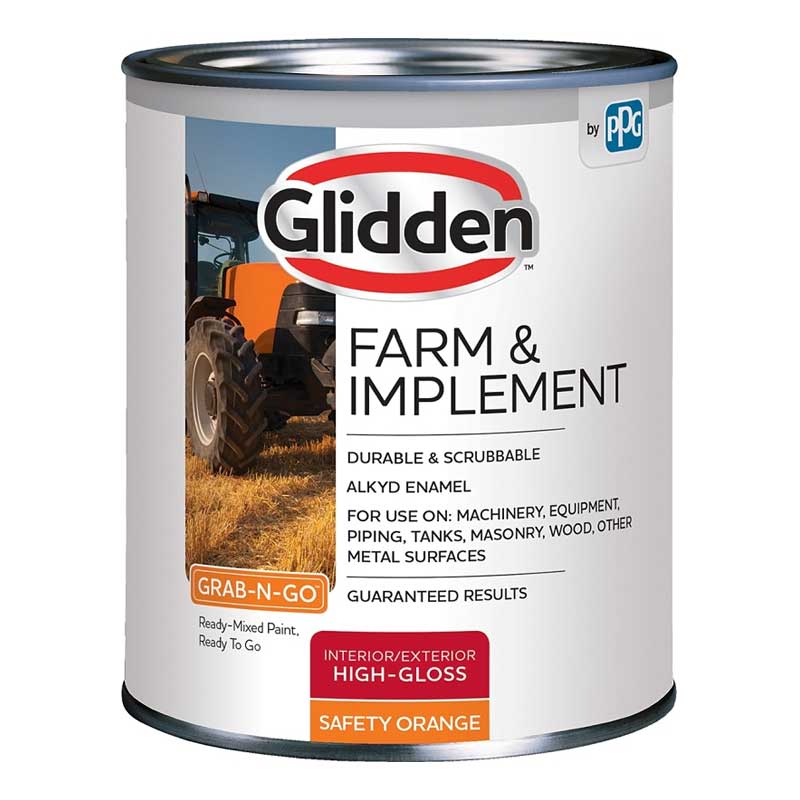 Pintura Glidden para exteriores de alto brillo naranja, 1 cuarto de galón