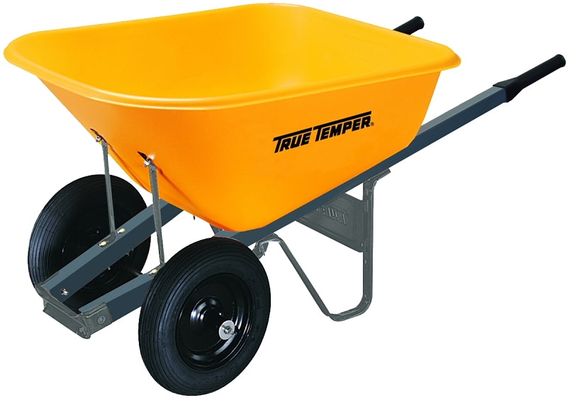 Wheelbarrow with Dual Wheels 6 Cubic ft Yellow