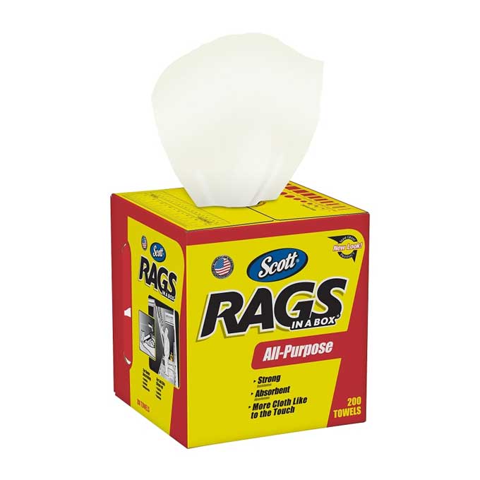 Shop Towels Scott Rags in a Box 10" x 12" 200/Box