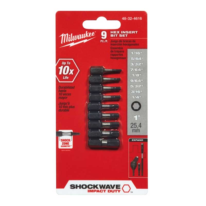 Milwaukee 48-32-4616 Insert Bit Set, 9-Piece, Steel