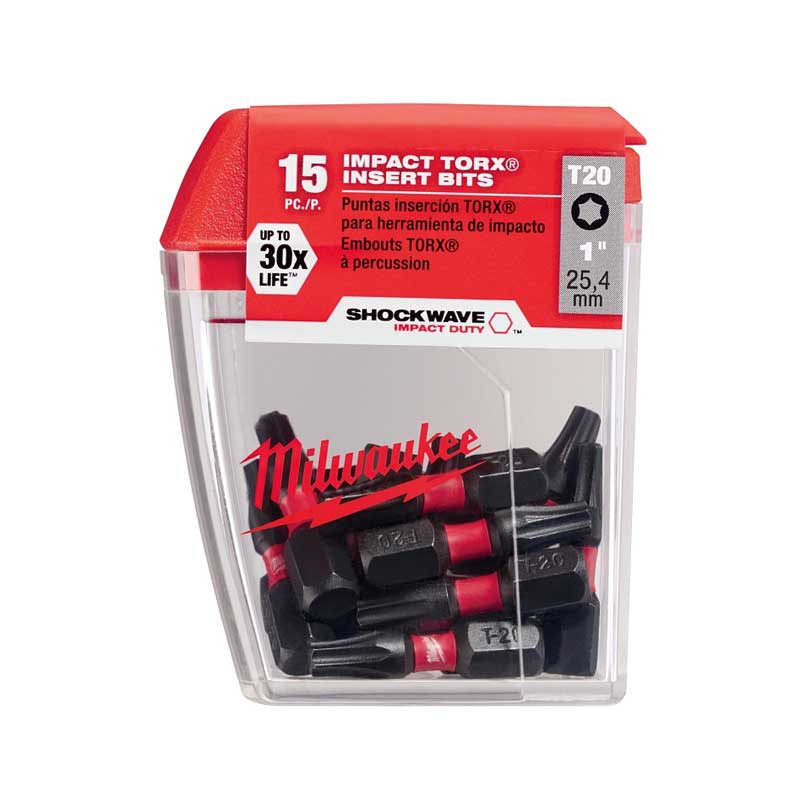 Milwaukee SHOCKWAVE 48-32-5011 Insert Bit, T20 Drive, Torx Drive, 1/4 in Shank, Hex Shank, 1 in L, S2 Steel