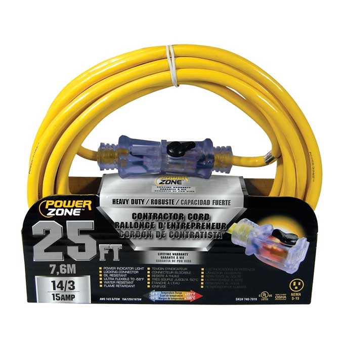Extension Cord PowerZone 14/3 x 25' Yellow