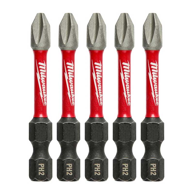 Milwaukee SHOCKWAVE 48-32-4602 Power Bit, #2 Drive, Phillips Drive, 1/4 in Shank, Hex Shank, 2 in L, Steel