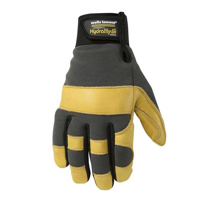 Gloves Wells Lamont Work Leather HydraHyde Blk/Yellow 3203M