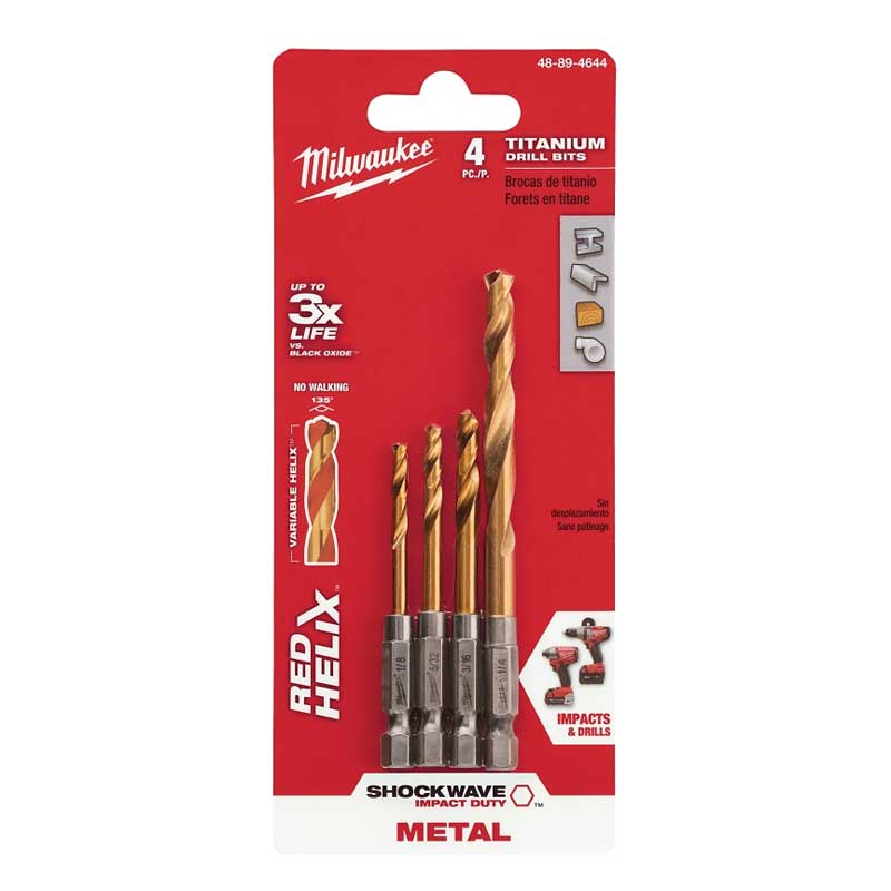 Milwaukee 48-89-4644 Drill Bit Set, 4-Piece, Titanium