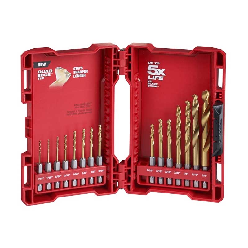 Milwaukee SHOCKWAVE Impact Duty RED HELIX 48-89-4670 Drill Bit Set, 15 -Piece, Steel, Titanium