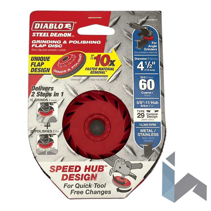 Disc Diablo Grinding and Polishing 4-1/2" Dia 60 Grit Coarse Metal