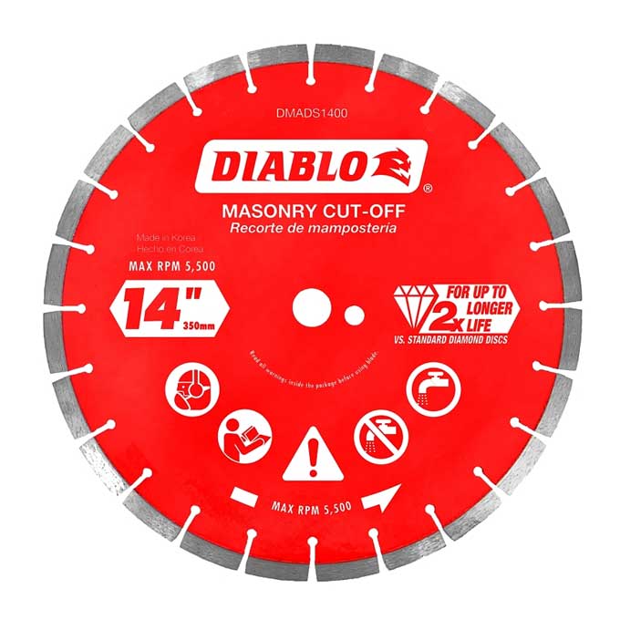 Hoja de sierra Diablo de 14" de diámetro con borde segmentado