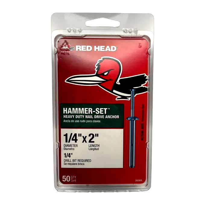 Anchor Red Head Hammer-Set Nail Concrete 1/4" x 2"