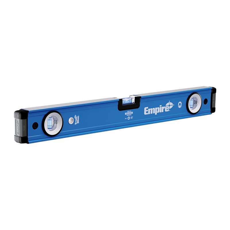 Empire True Blue Series EM75.24 Magnetic Box Level, 24 in L, 3-Vial, 1-Hang Hole, Magnetic, Aluminum, Blue