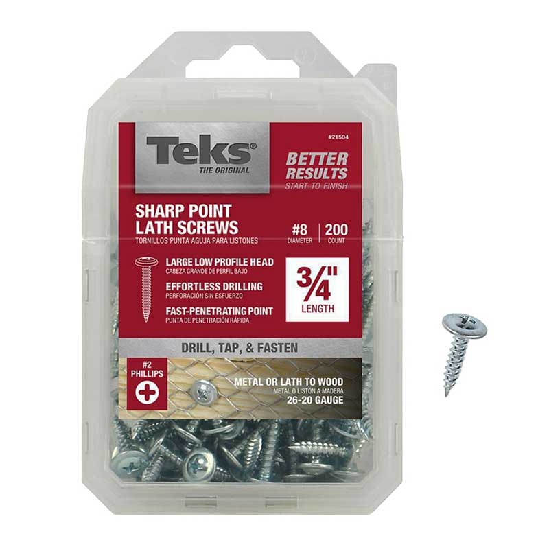 Lath Screw Teks #8 Thread Phillips Drive 200/PK