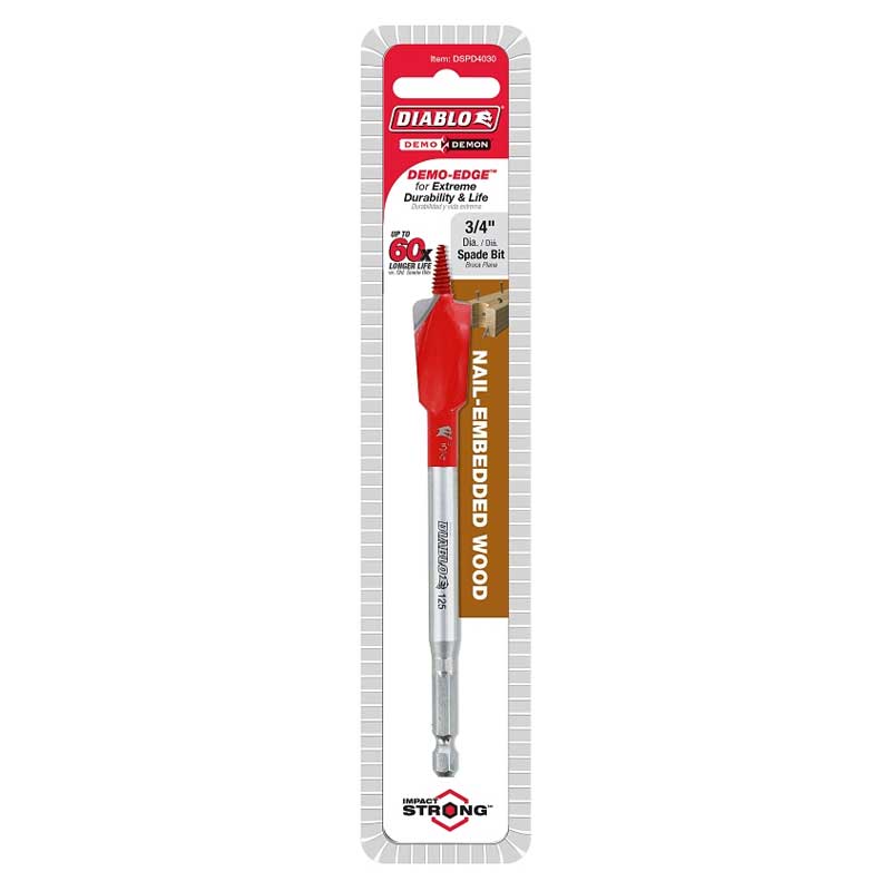 Drill Bit Diablo 3/4" x 6" Demo Demon Spade Bit for Nail-Embedded Wood