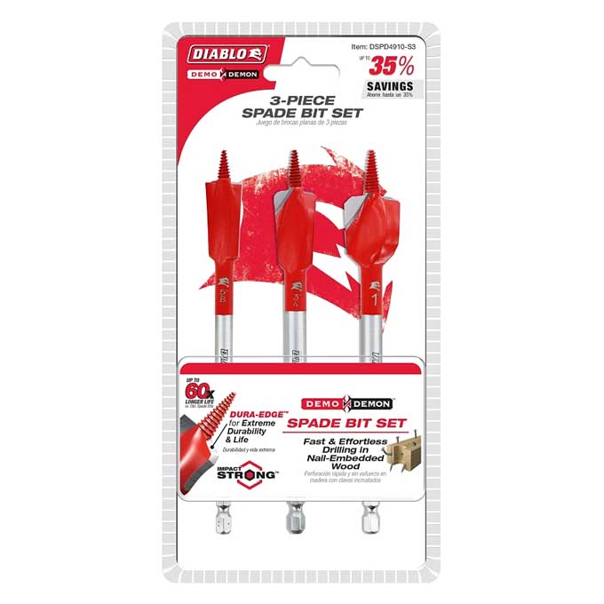 Drill Bit Diablo 3 pc Demo Demon Spade Bit Set for Nail-Embedded Wood (3-Pieces)