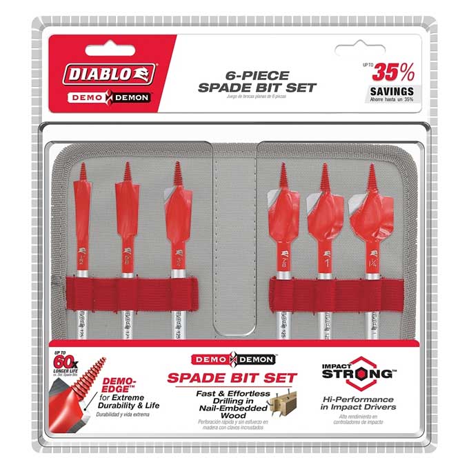 Drill Bit Diablo 6 pc Demo Demon Spade Bit Set for Nail-Embedded Wood (6-Pieces)