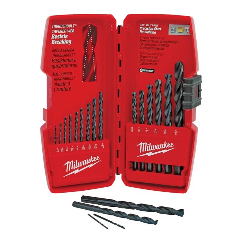 Milwaukee 48-89-2803 Drill Bit Set, 15-Piece, Steel, Black Oxide
