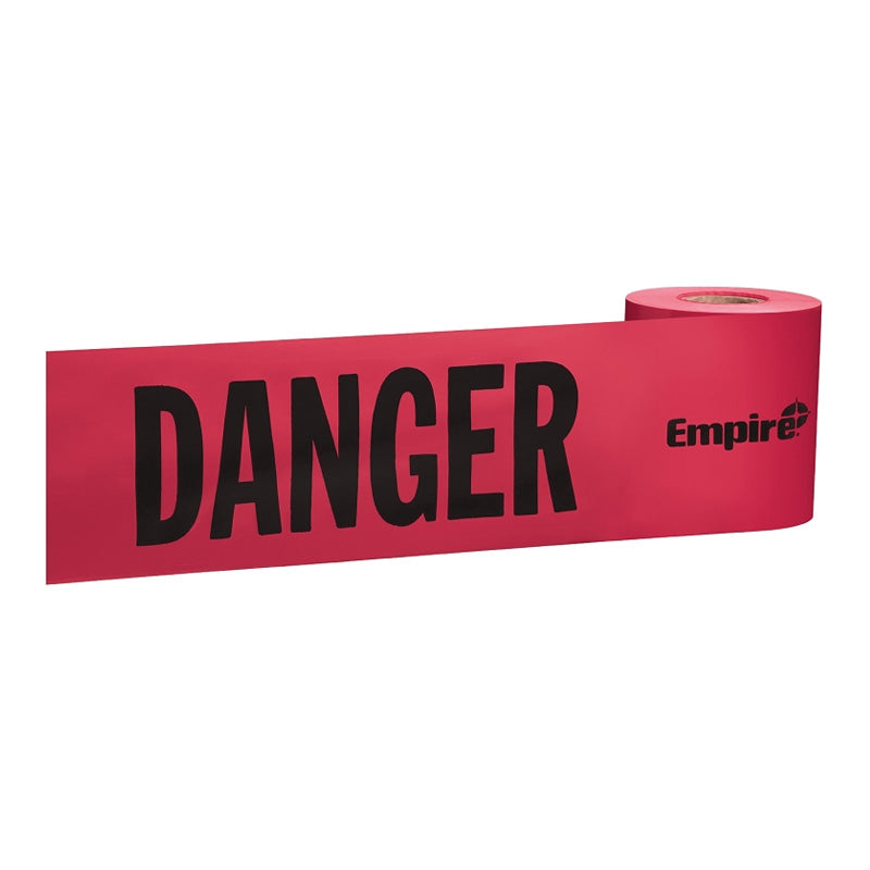 Empire 77-0204 Barricade Tape, 200 ft L, 3 in W, Plastic Backing, Red