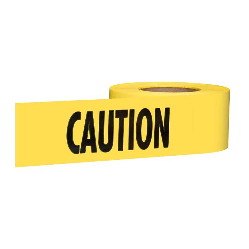 Empire 77-1001 Barricade Tape, 1000 ft L, 3 in W, Plastic Backing, Yellow