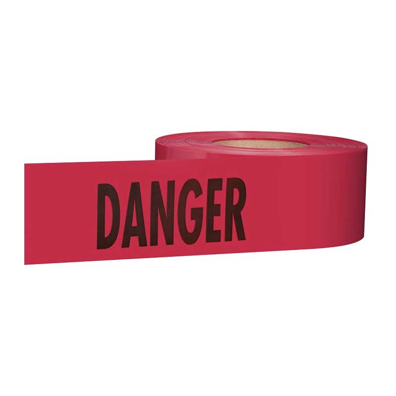 Empire 77-1004 Barricade Tape, 1000 ft L, 3 in W, Plastic Backing, Red