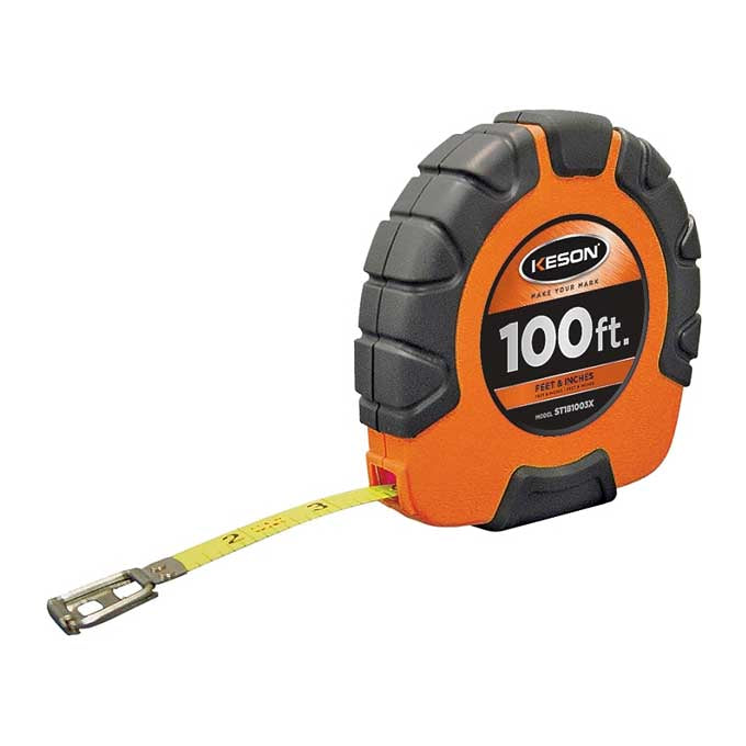 Tape Measure Keson 100ft Steel Blade Orange Case