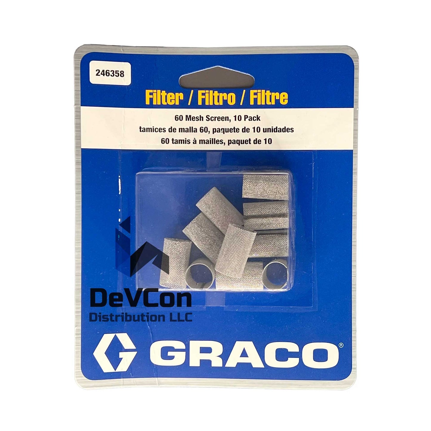 Filtro para pistola Fusion de Graco, malla 60, paquete de 10 unidades, 246358