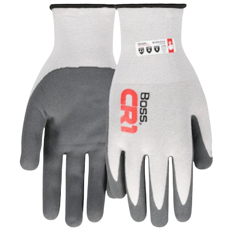 Gloves Boss Cut-Resistant CR1 Nitrile Coating Gray B35014