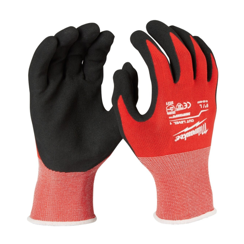 Gloves Milwaukee Work Unisex Red Nitrile Large 48-22-8902