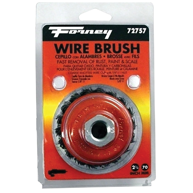 Wire Cup Brush Forney 2-3/4"Dia Carbon Steel Bristle