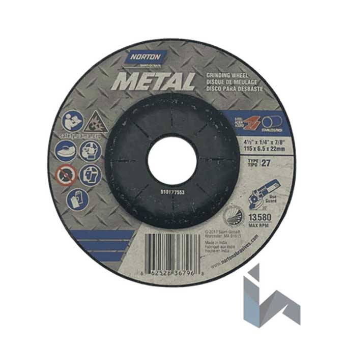 Rueda de afilar Norton de 4-1/2" de grano 24
