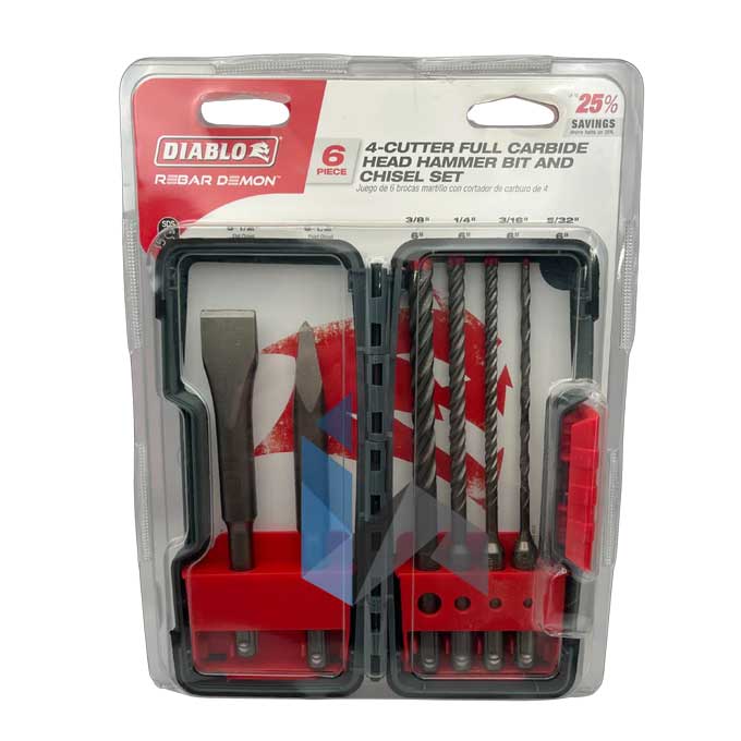 Drill Bit Hammer Diablo RD & Chisel 6pc Set