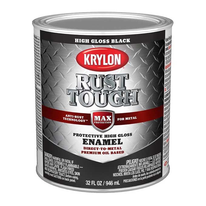 Pintura Krylon Rust Tough negra brillante 1 cuarto de galón