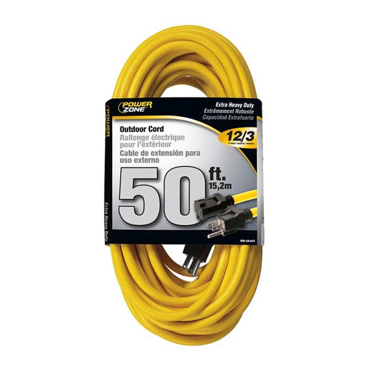 Extension Cord Powerzone Outdoor 12/3  50'L Yellow