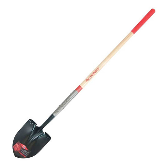 Pala de punta redonda con mango de madera y agarre acolchado de 48"