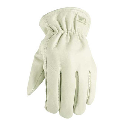 Guantes Wells Lamont de piel de vaca blanca con puños elásticos grandes para hombre