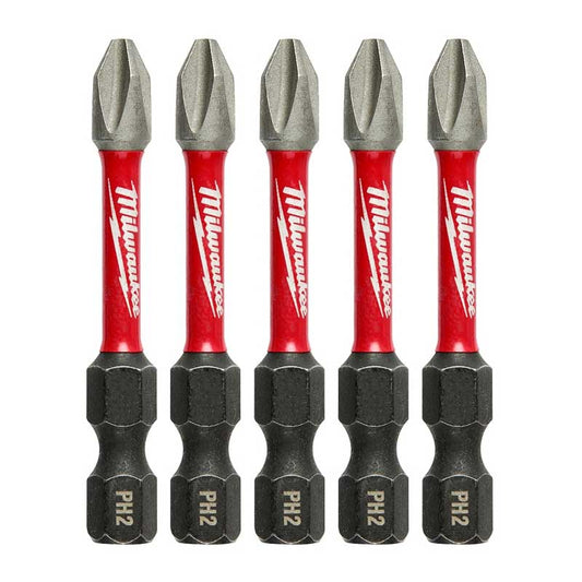 Milwaukee SHOCKWAVE 48-32-4602 Power Bit, #2 Drive, Phillips Drive, 1/4 in Shank, Hex Shank, 2 in L, Steel