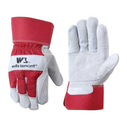 Gloves Wells Lamont Work Double Leather Palm Grey/Red 4050XL