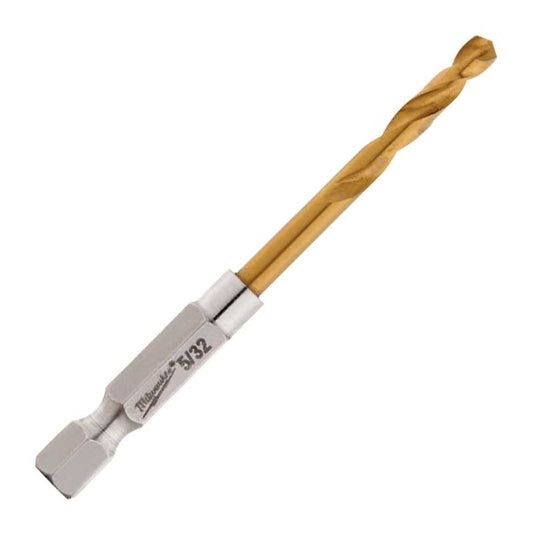 Milwaukee 48-89-4607 Impact Drill Bit, 5/32 in Dia, 2-3/4 in OAL, Twist Flute, 1/4 in Dia Shank, Hex Shank