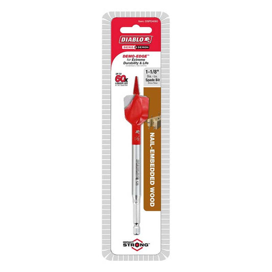 Drill Bit Diablo 1-1/8" x 6" Demo Demon Spade Bit for Nail-Embedded Wood