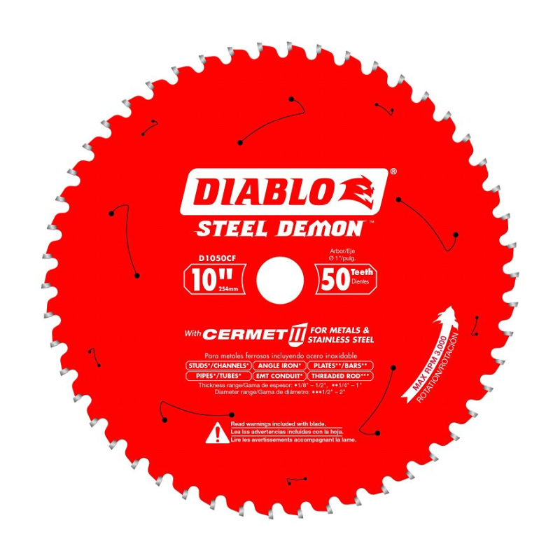Blade Circular Saw Diablo 10" 50T Metal & SS D1050CF