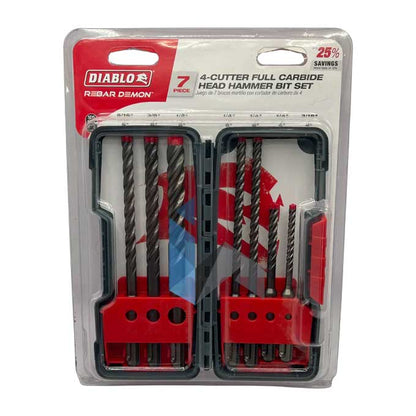 Drill Bit Set Diablo Rebar Demon Hammer 7 Piece